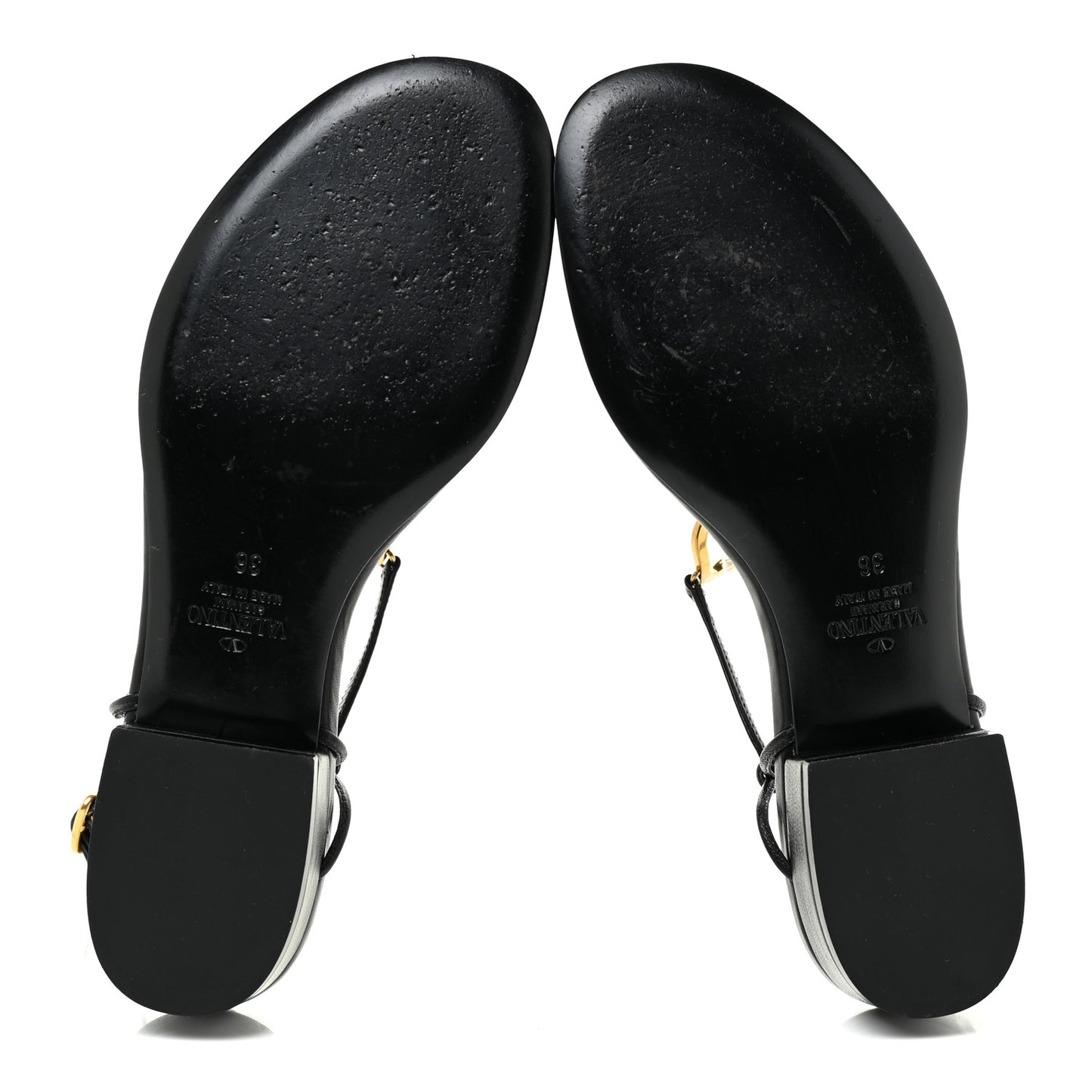 Calfskin VLogo Slingback Low Heel Thong Sandals 36 Black