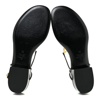 Valentino Garavani Calfskin VLogo Slingback Low Heel Thong Sandals 36 Black 5 of 12
