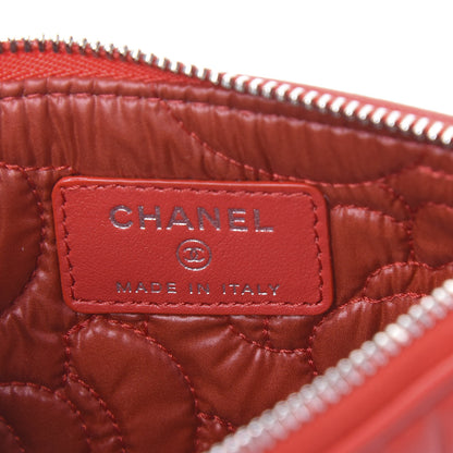 Chanel Goatskin Camellia Embossed Cosmetic Pouch Red 9 of 11