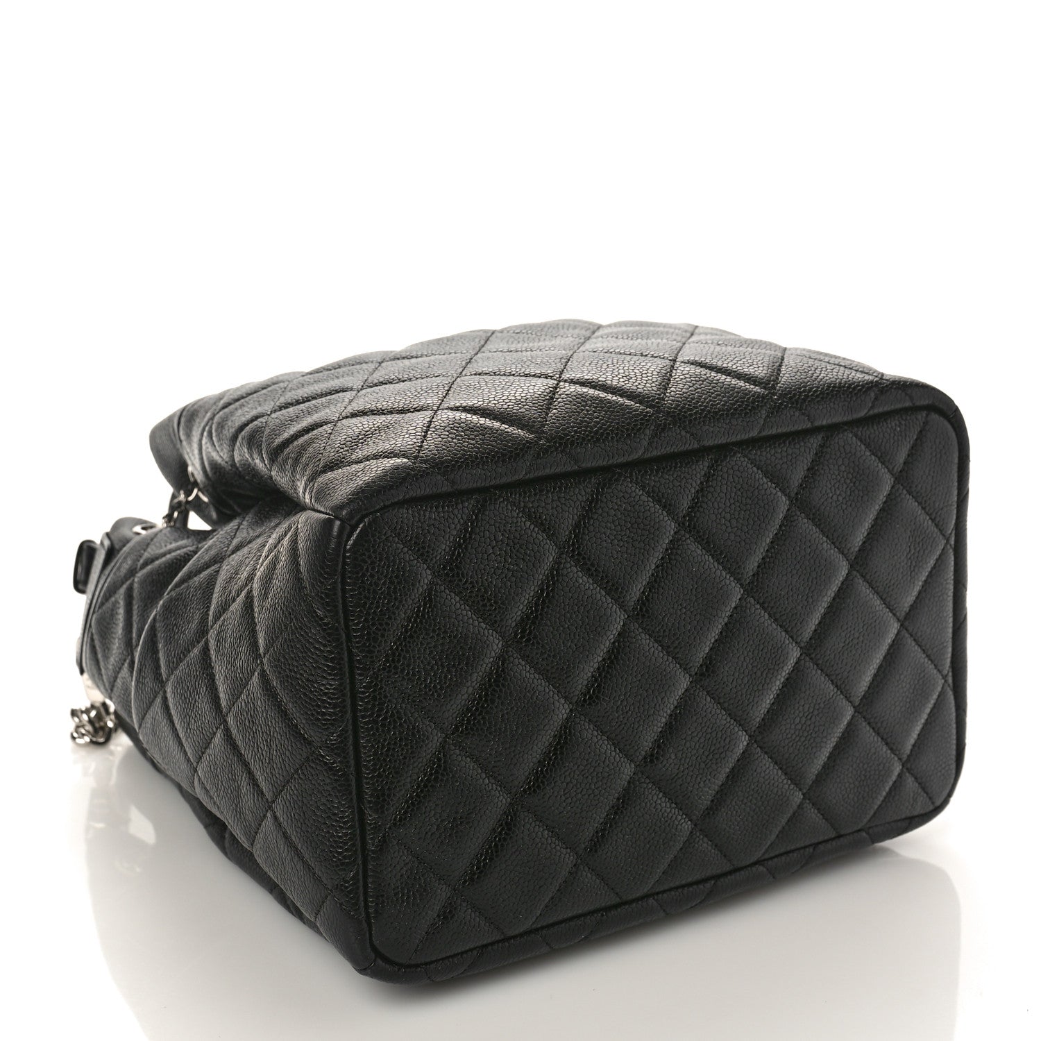 Chanel Grained Calfskin Quilted Medium CC Chain Bucket Drawstring Bag Black 4 of 8
