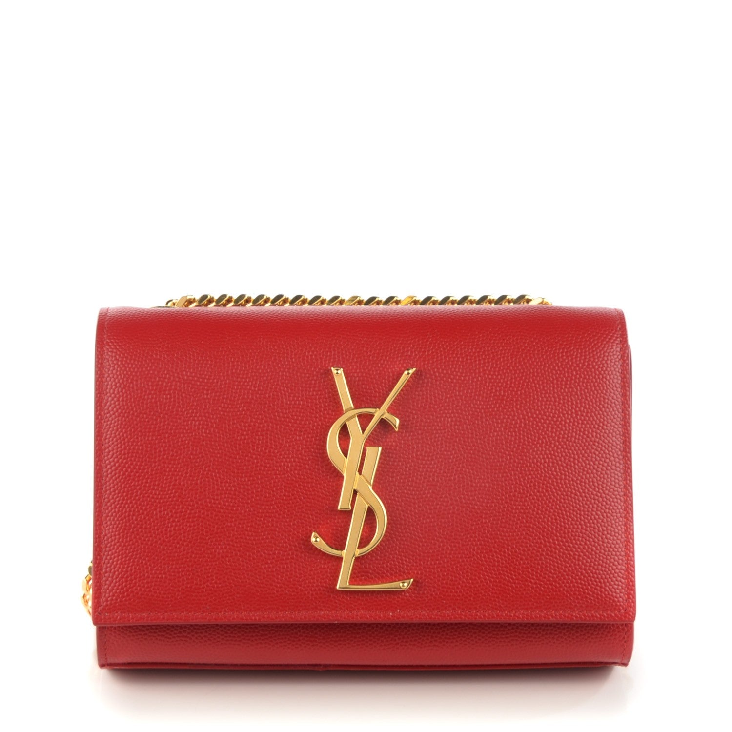 Saint Laurent Grain De Poudre Small Classic Monogram Satchel Red 1 of 7