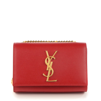 Saint Laurent Grain De Poudre Small Classic Monogram Satchel Red 1 of 7