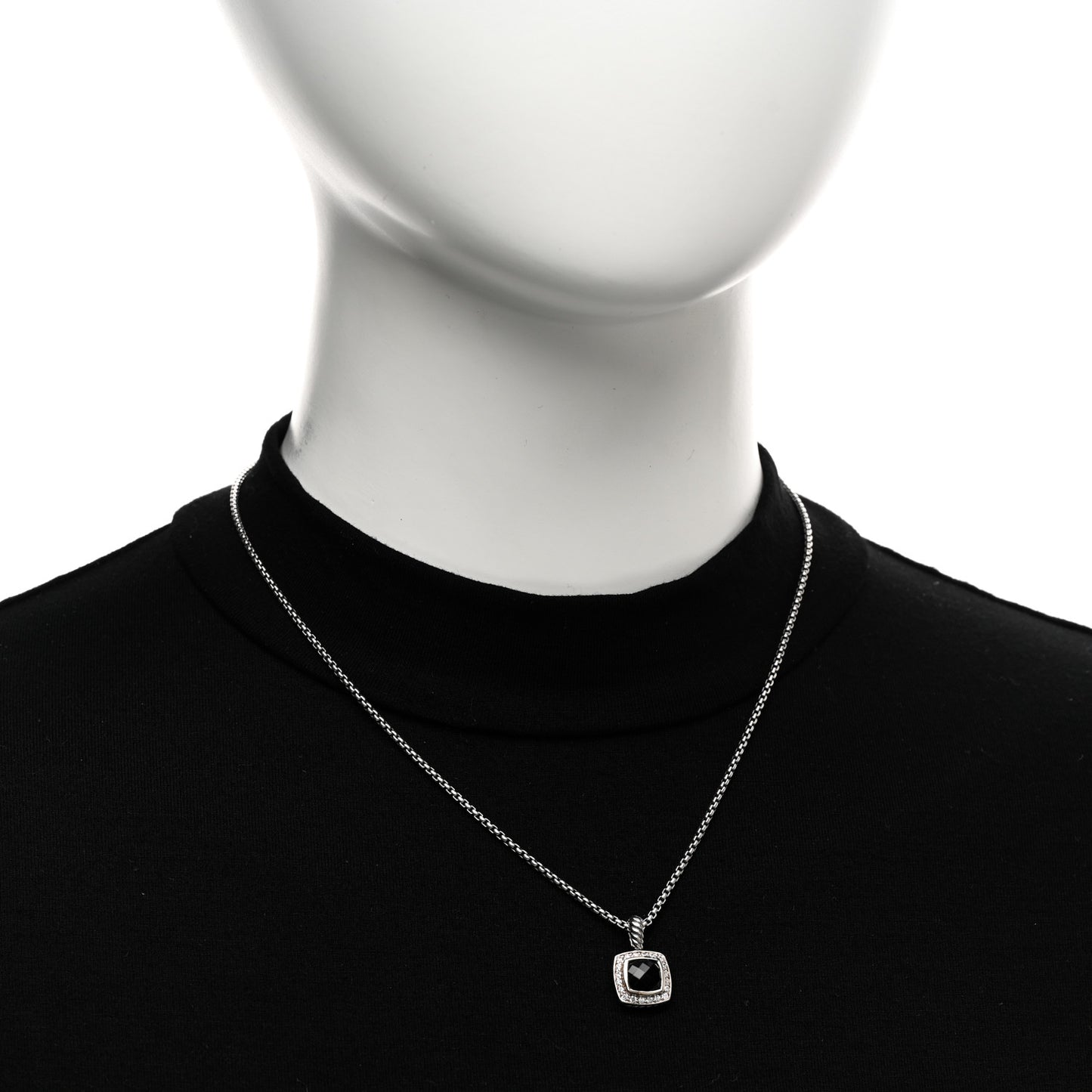 Sterling Silver Diamond Black Onyx 7mm Petite Albion Necklace