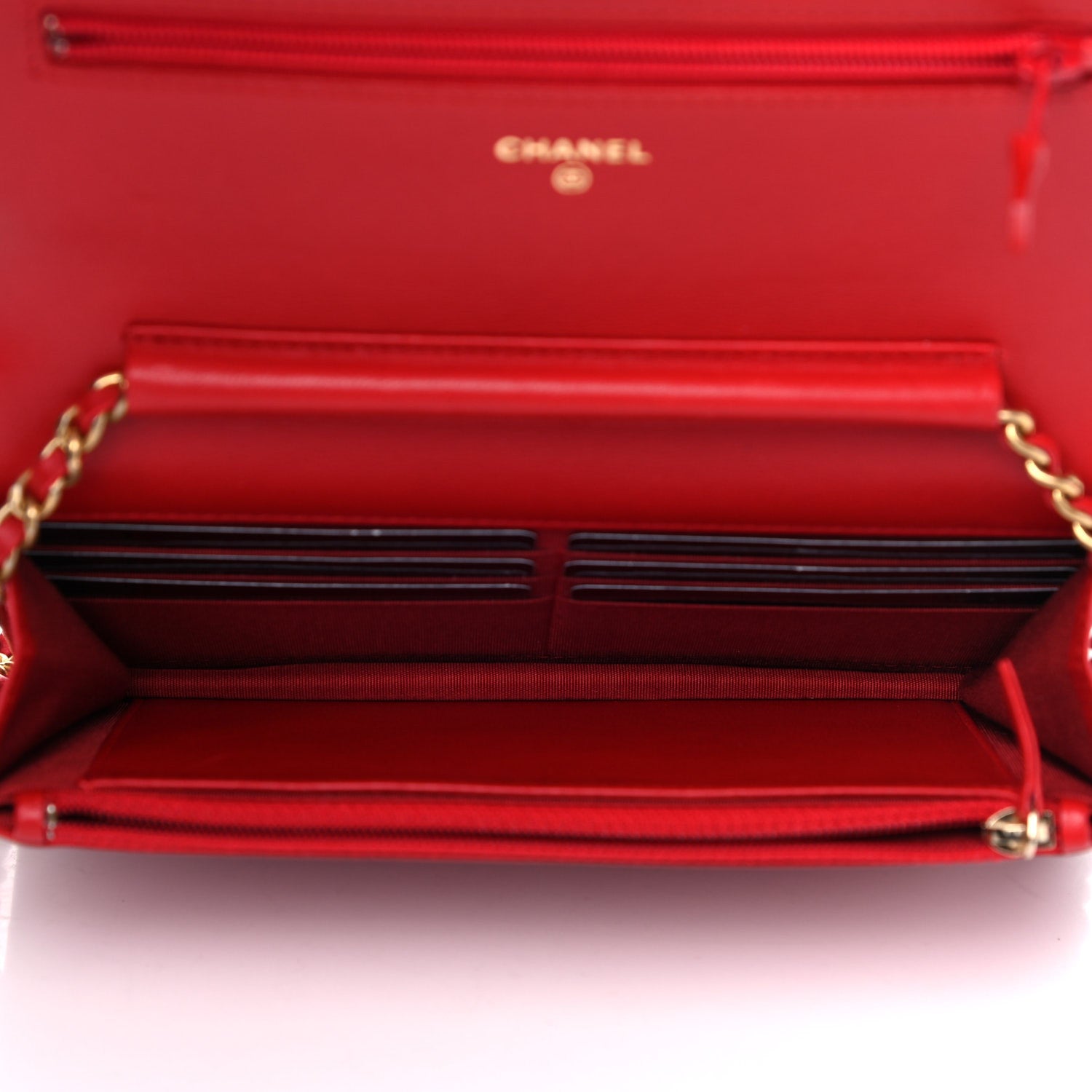 Chanel Lambskin Quilted Boy Wallet On Chain WOC Red 5 of 15