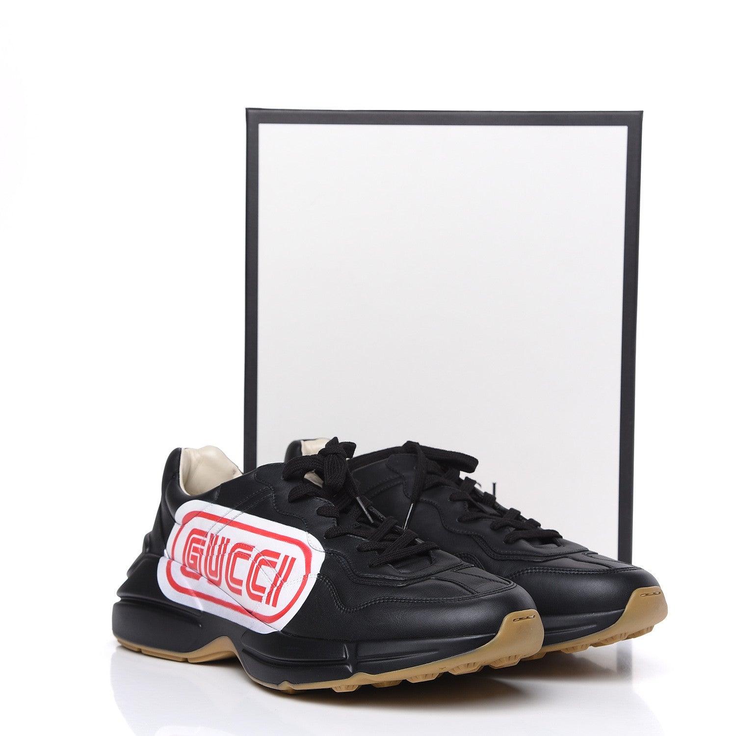 Gucci X SEGA Calfskin Logo Mens Rhyton Sneakers 13 Black 8 of 8