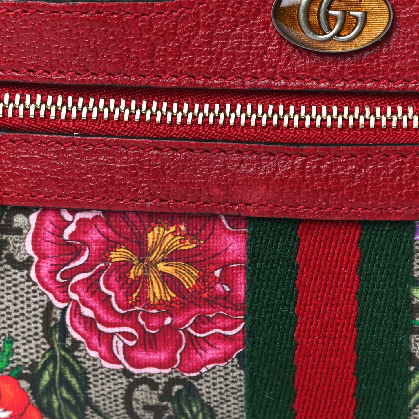 GG Supreme Monogram Flora Web Mini Ophidia Shoulder Bag Red