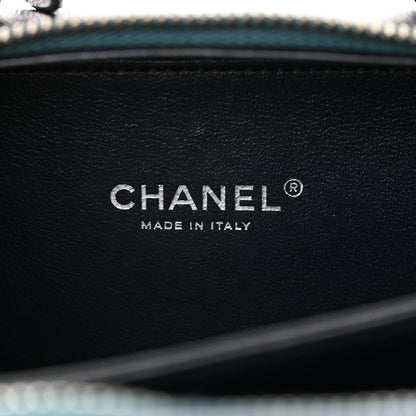 Chanel Iridescent Caviar Quilted Small CC Filigree Vanity Case Dark Turquoise 6 of 11