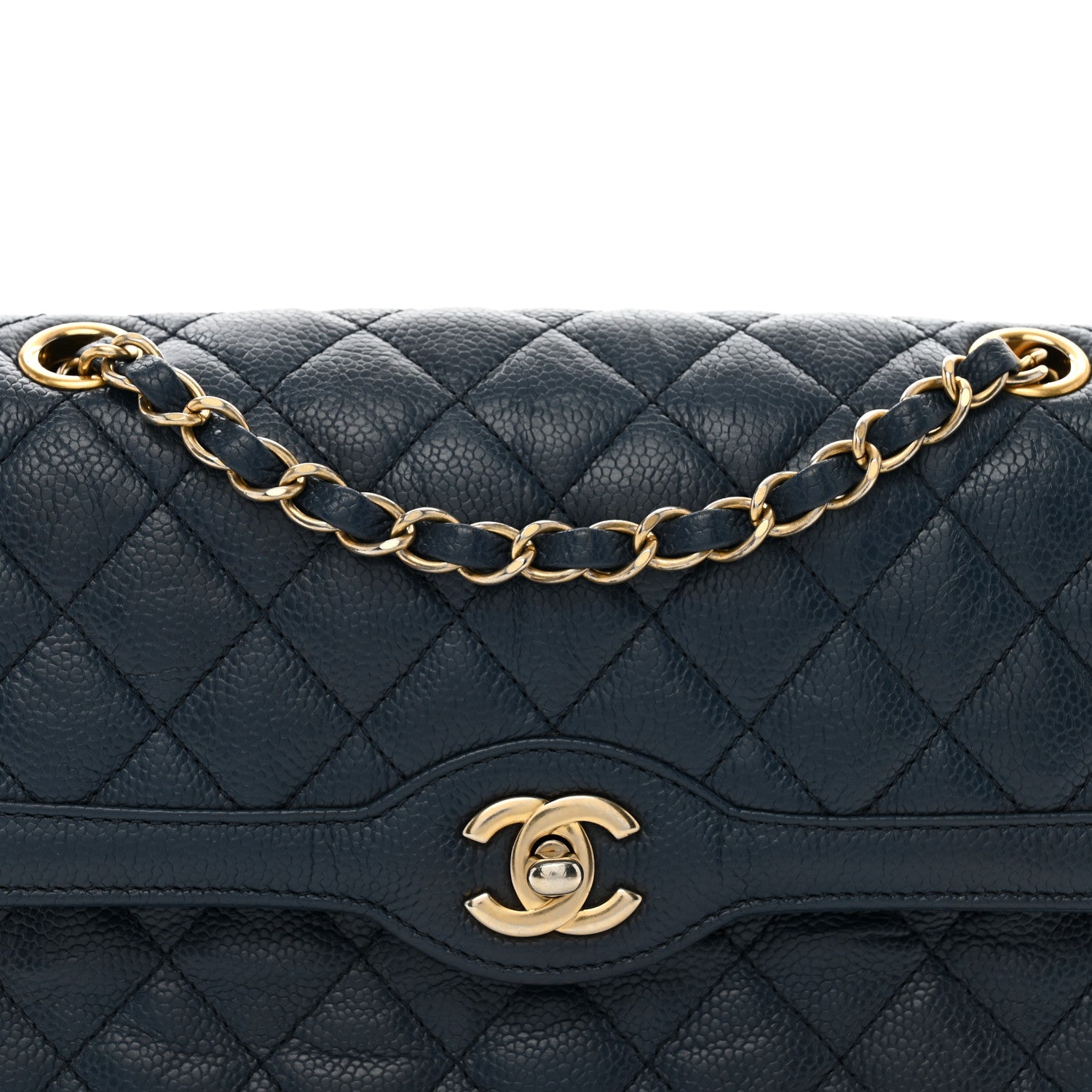 Chanel Crumpled Grained Calfskin Small Two Tone Flap Navy 5 of 10
