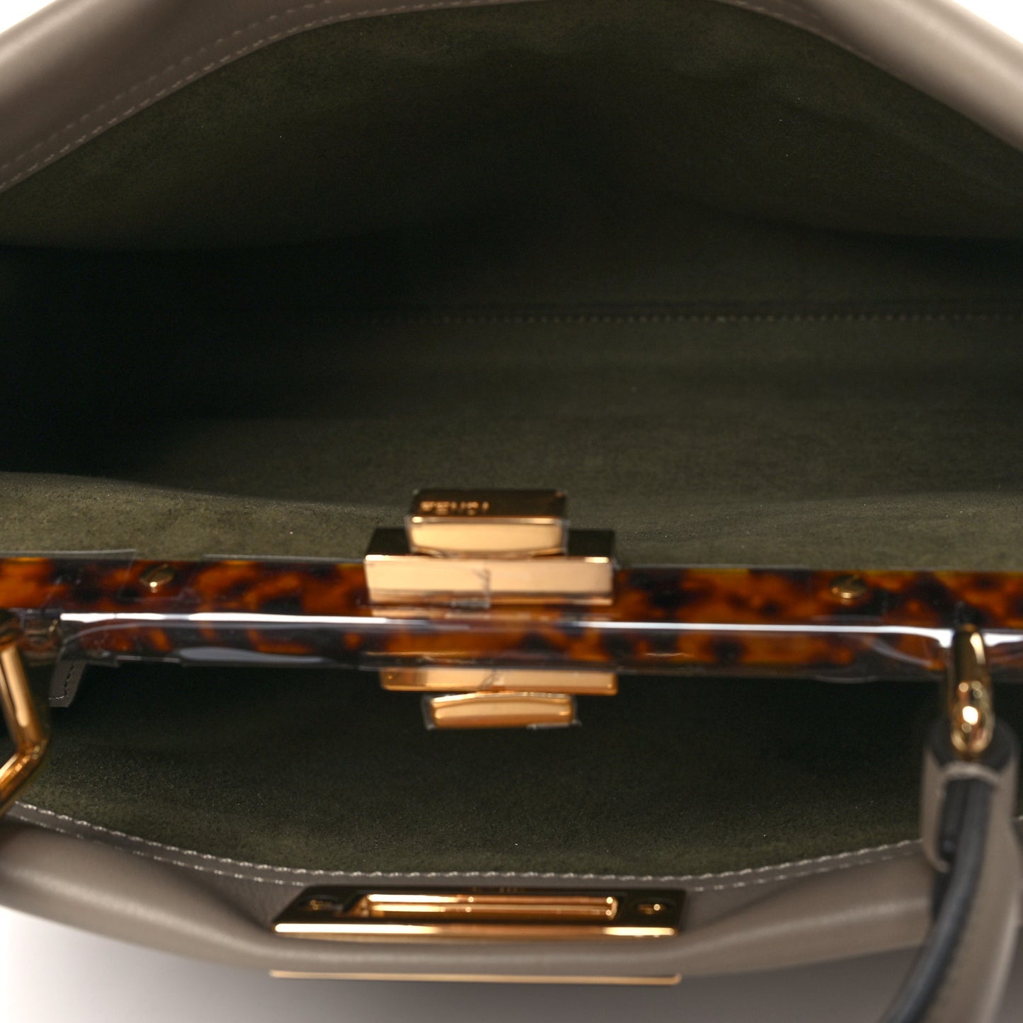 Vitello Seta Plexiglass Tortoise Medium Peekaboo Iconic Satchel Tortora