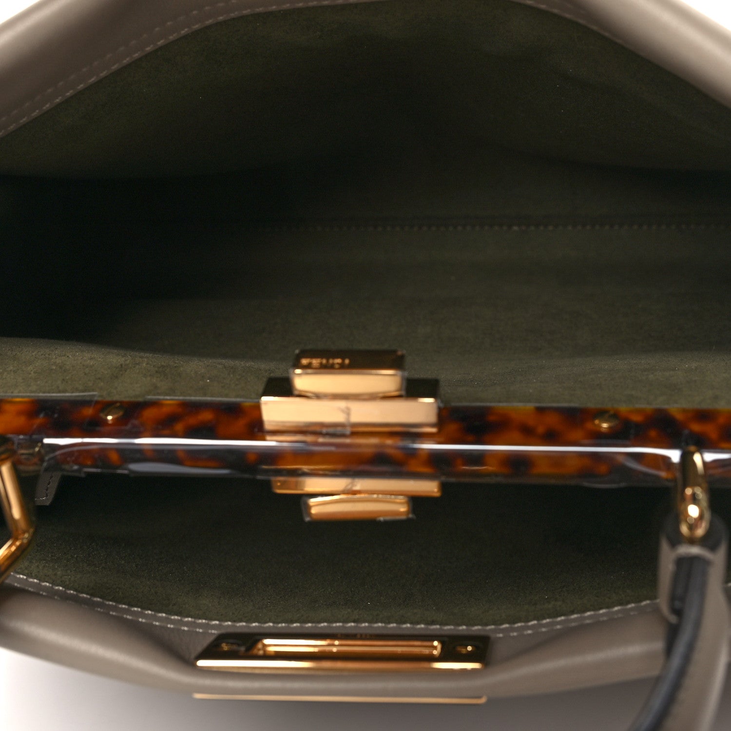Fendi Vitello Seta Plexiglass Tortoise Medium Peekaboo Iconic Satchel Tortora 6 of 10