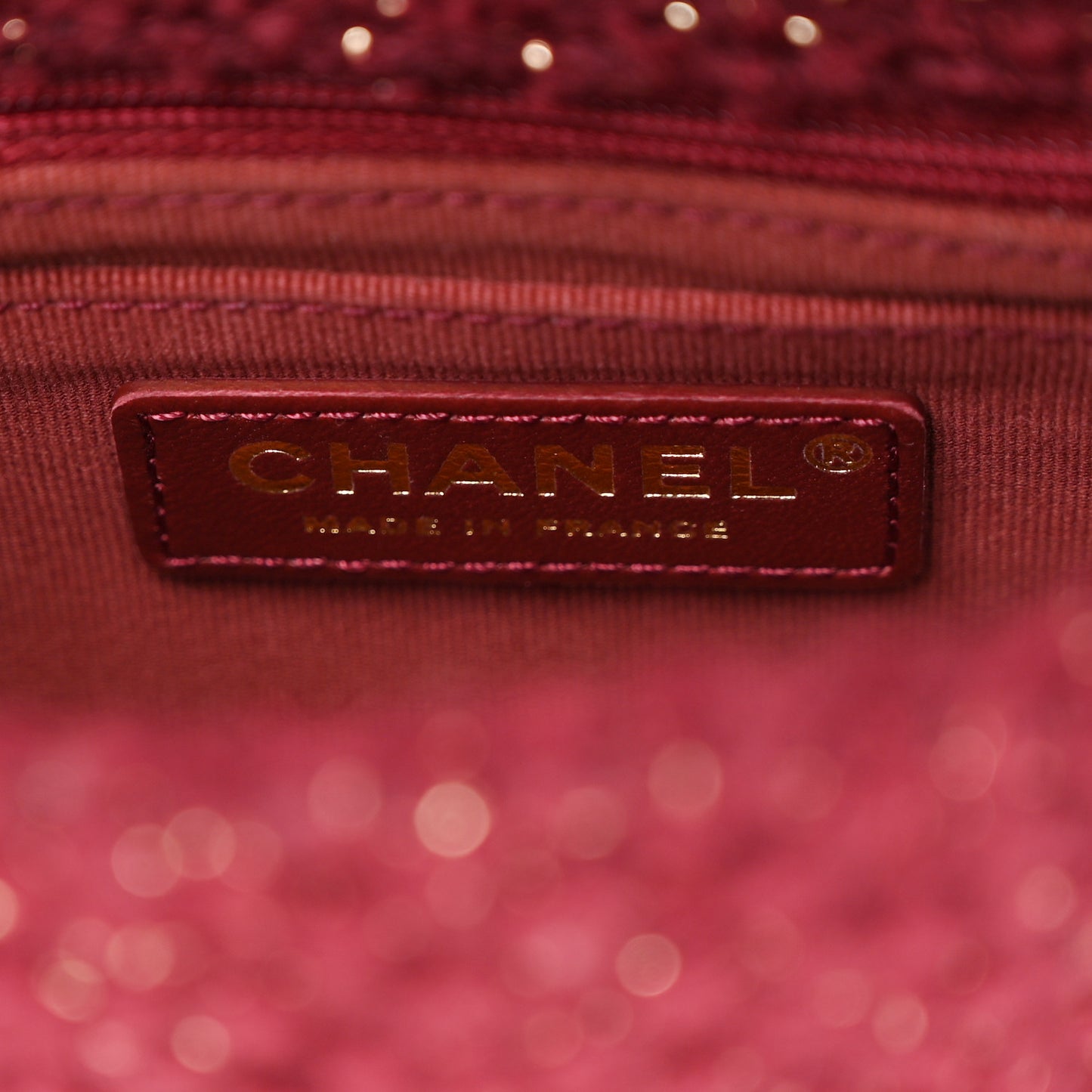 Tweed Shearling Quilted Messenger Flap Burgundy