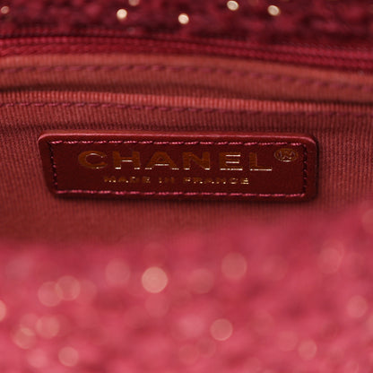 Chanel Tweed Shearling Quilted Messenger Flap Burgundy 6 of 10