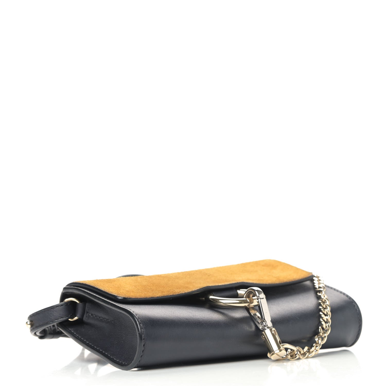 Chloe Suede Calfskin Mini Faye Shoulder Bag Full Blue Mustard 3 of 7
