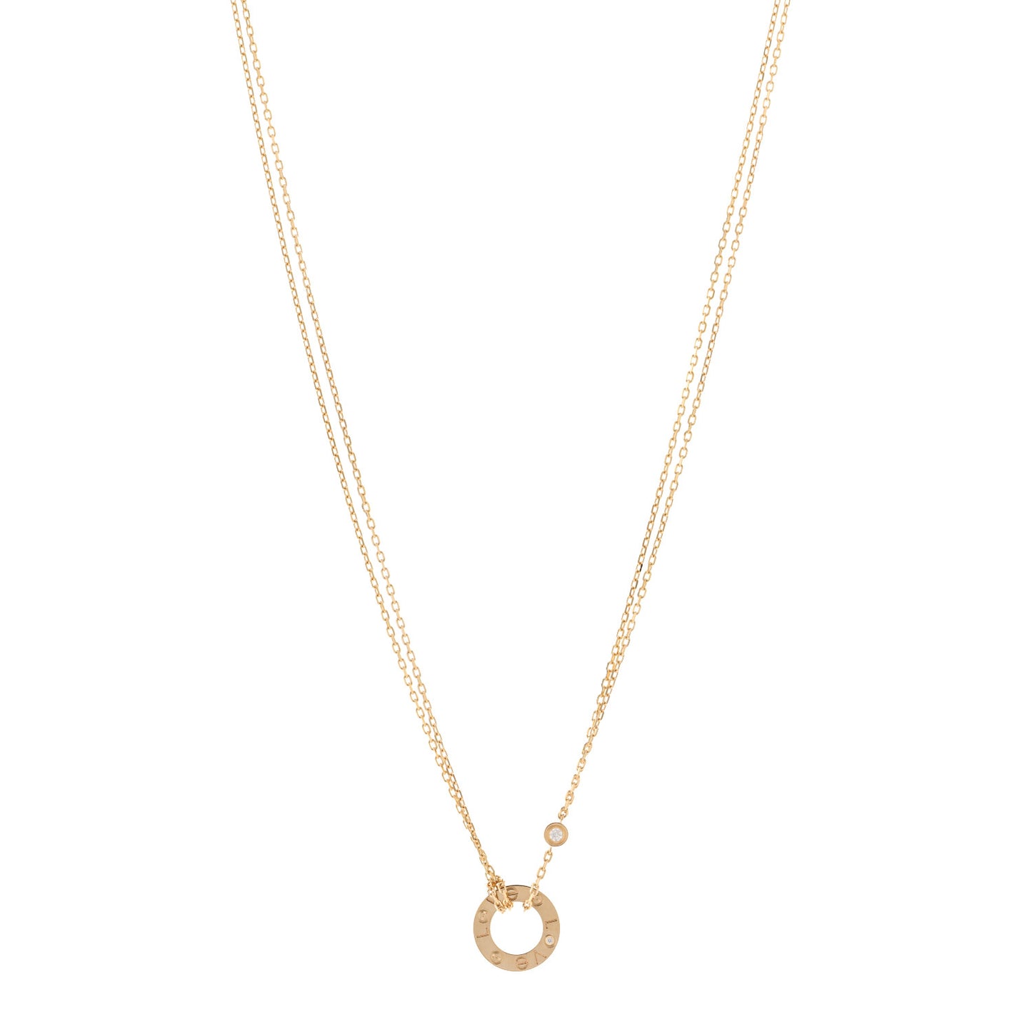 18K Yellow Gold 2 Diamond LOVE Necklace