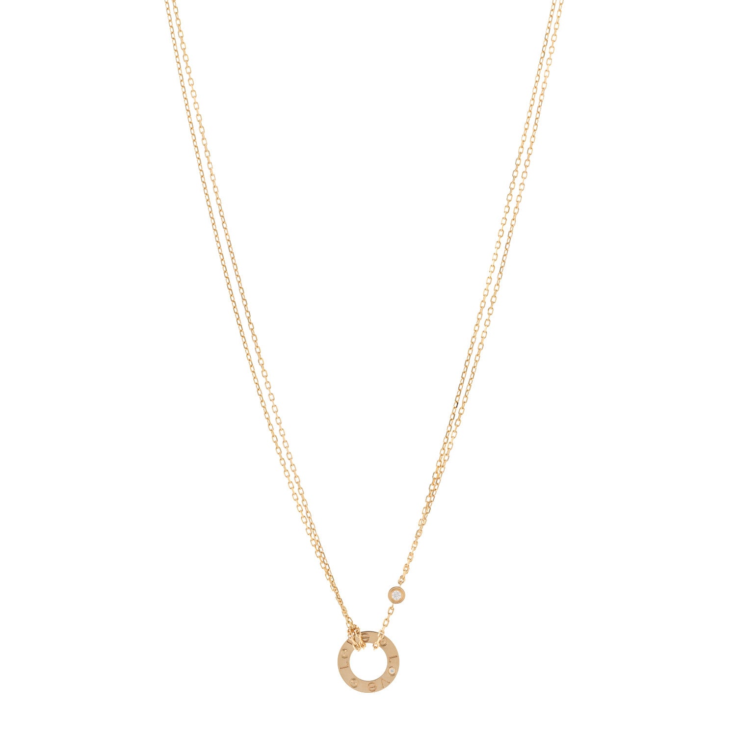 Cartier 18K Yellow Gold 2 Diamond LOVE Necklace 1 of 4