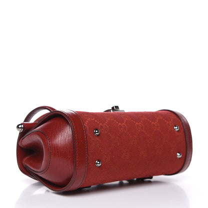Gucci Monogram Small Bamboo Bullet Satchel Red 4 of 10