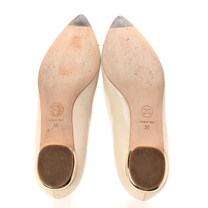 Chanel Lambskin Coco Line Pointed Toe Ballerina Flats 36 Light Beige Gold 6 of 10