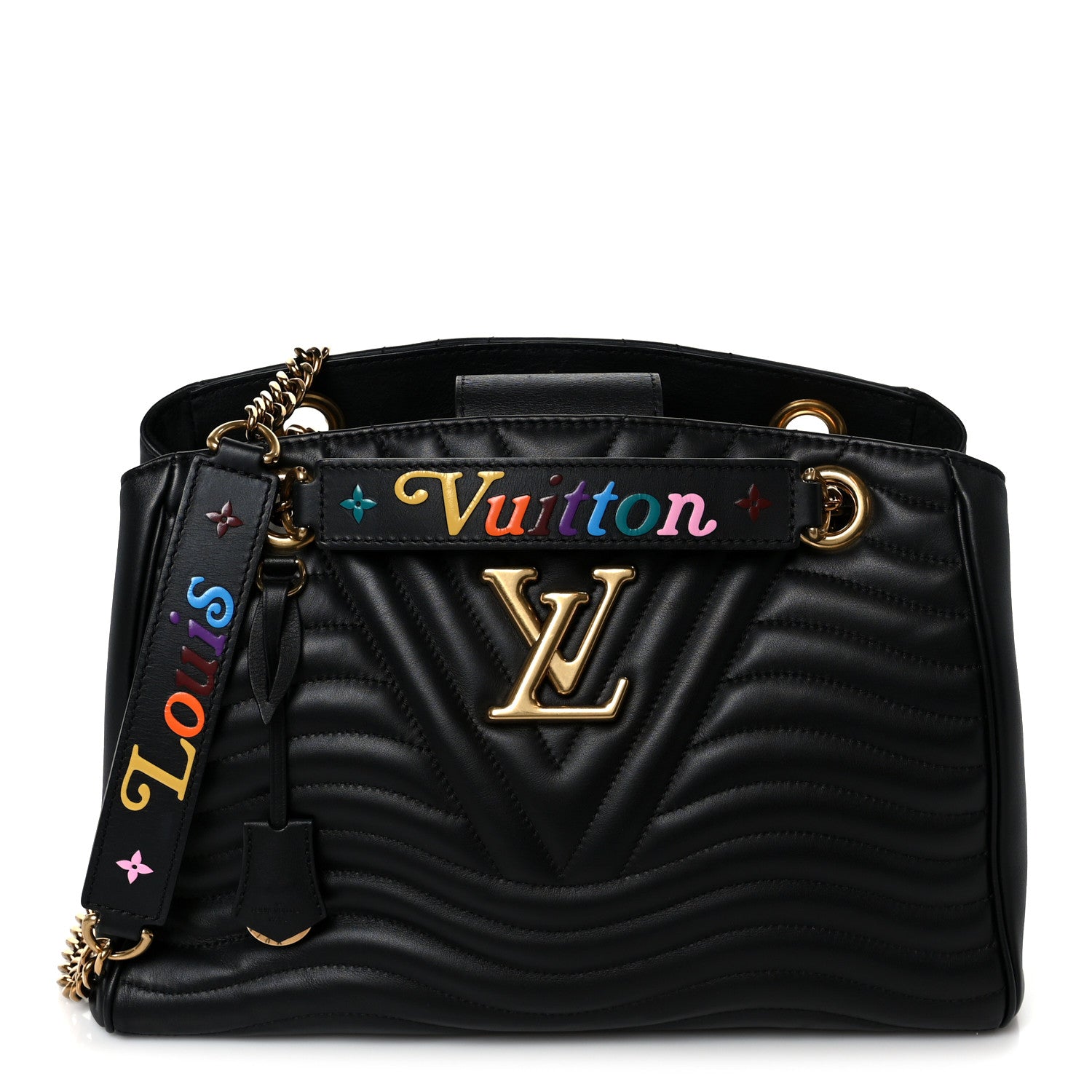 Louis Vuitton Calfskin New Wave Chain Tote Black 1811114