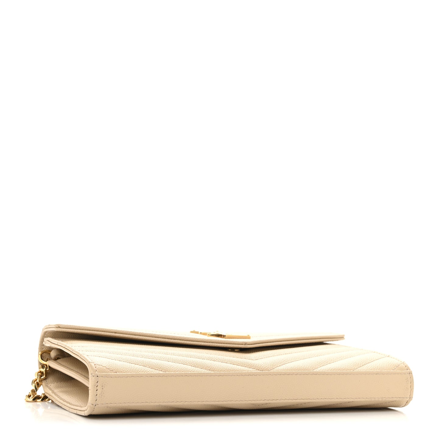 Grain De Poudre Matelasse Chevron Monogram Chain Wallet Nude Powder