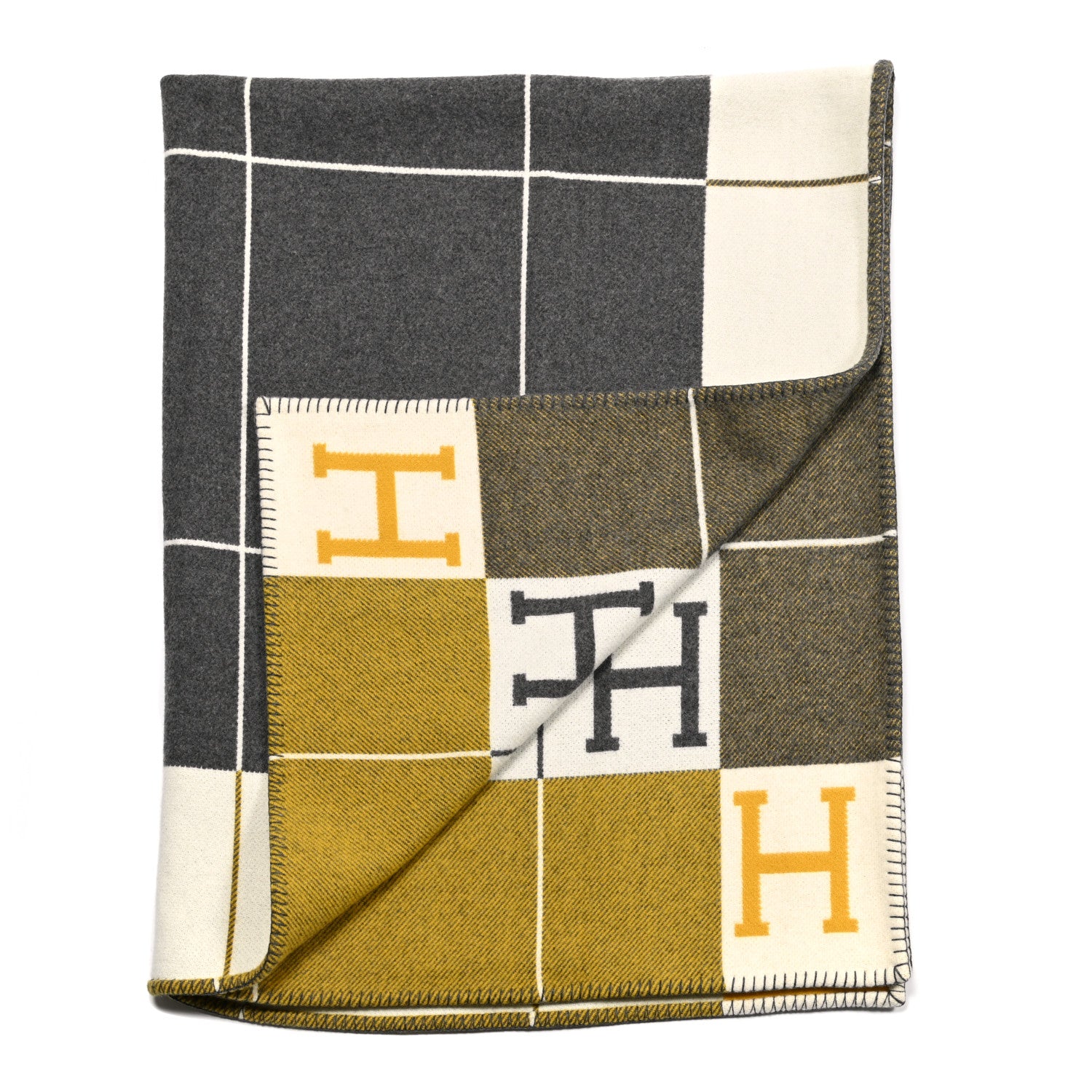 Hermes Wool Cashmere Avalon III Blanket Gris Soleil 2 of 3