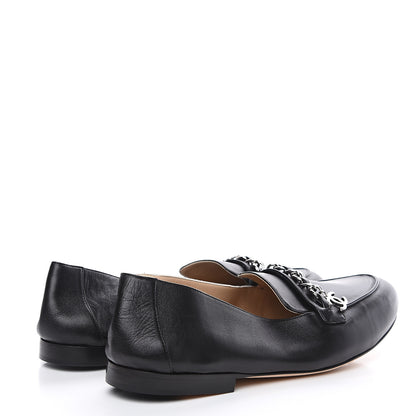 Chanel Calfskin Chain Loafers 40 Black 4 of 8