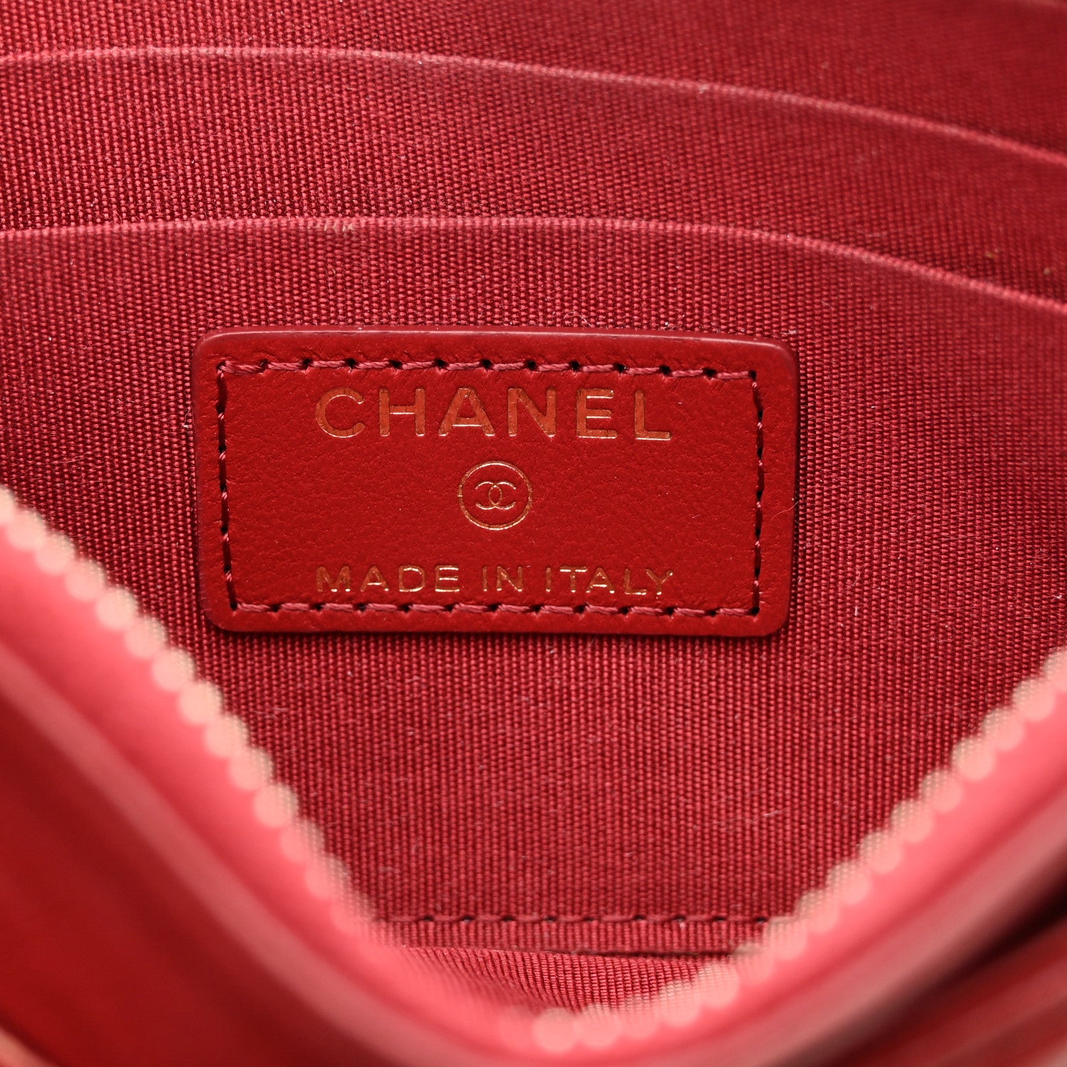 Chanel Lambskin Enamel Quilted Classic Zip Pouch Red 1795932