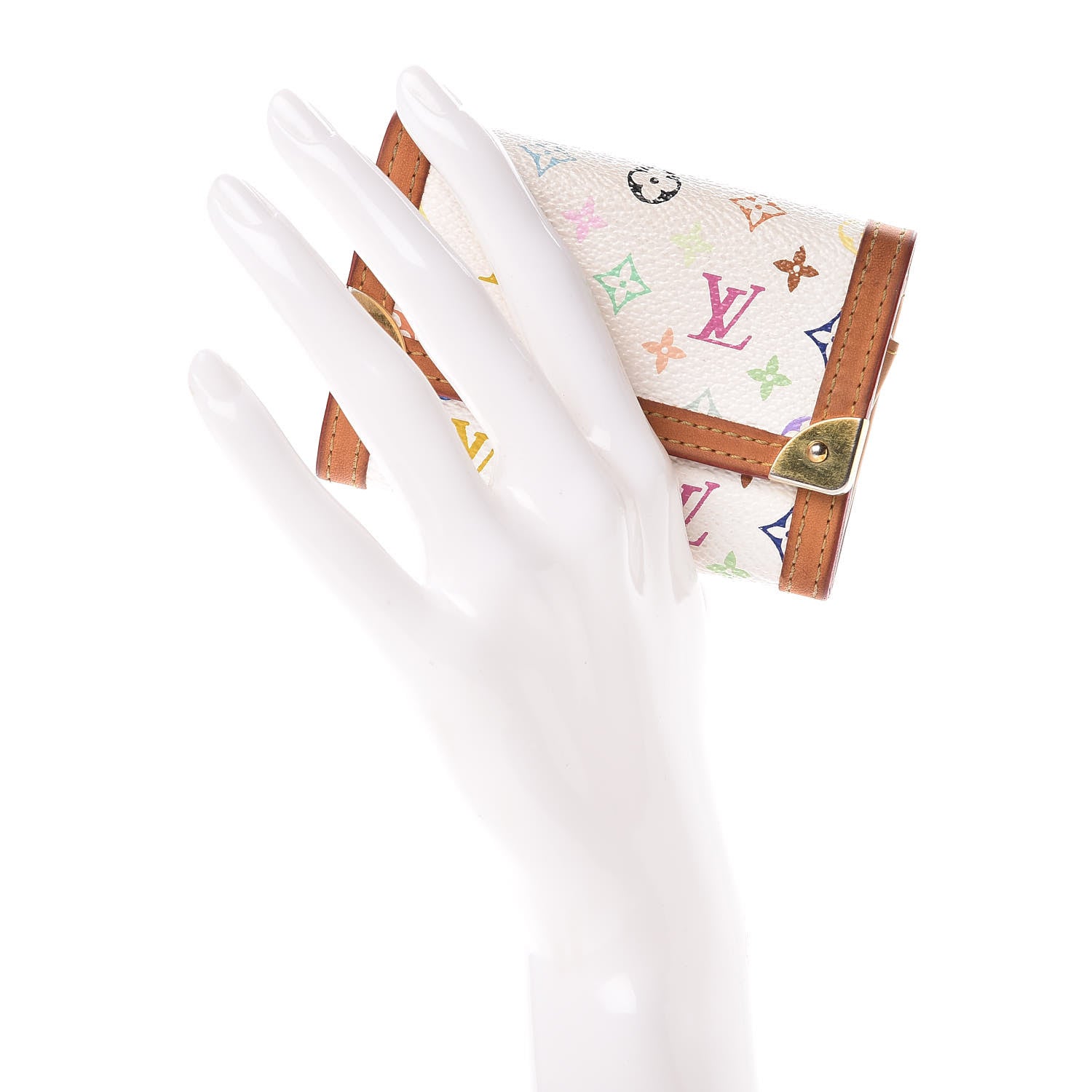 Louis Vuitton Monogram Multicolor Porte-Monnaie Plat Coin Purse White 2 of 6