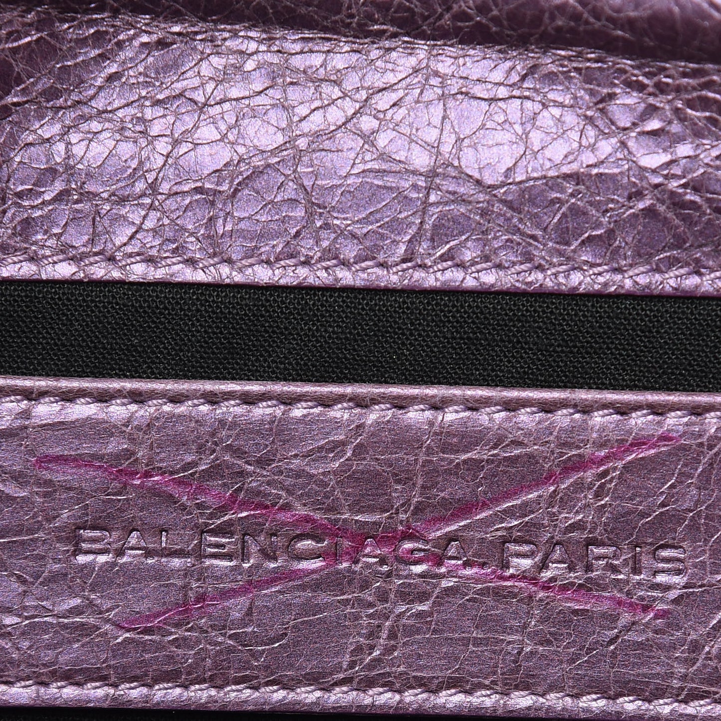 Agneau Classic Hardware Envelope Clutch Metallic Purple
