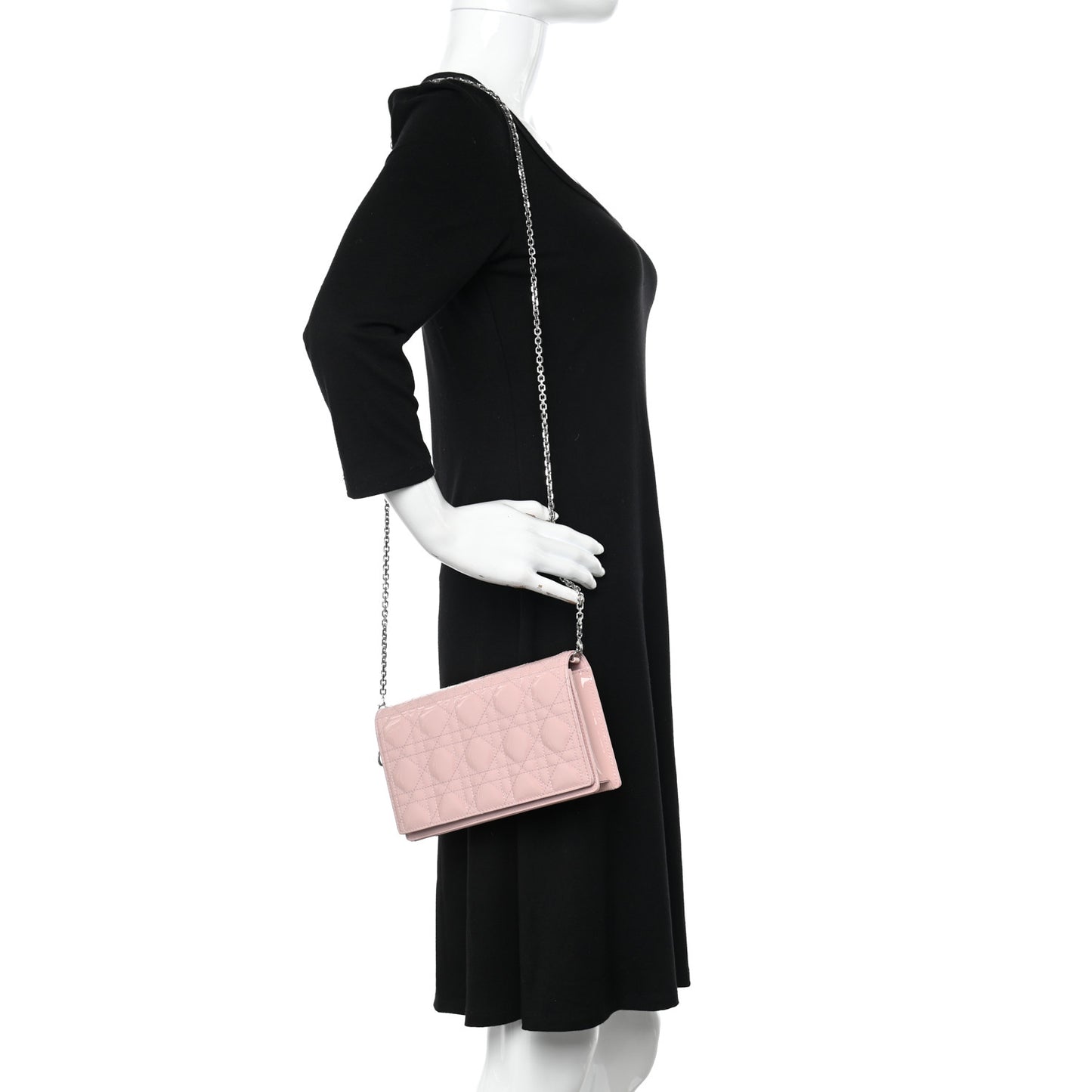 Patent Cannage Lady Dior Convertible Clutch Light Pink