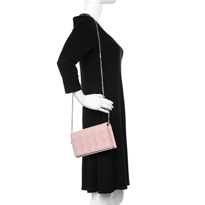 Christian Dior Patent Cannage Lady Dior Convertible Clutch Light Pink 2 of 13