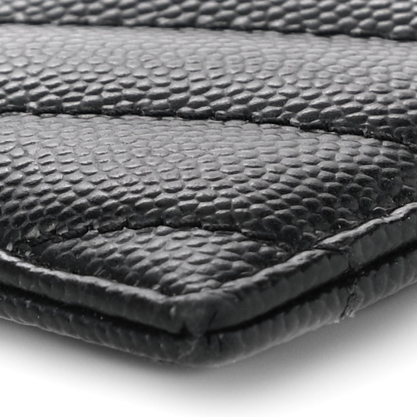 Grain De Poudre Matelasse Chevron Monogram Credit Card Case Black