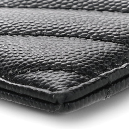 Saint Laurent Grain De Poudre Matelasse Chevron Monogram Credit Card Case Black 9 of 11