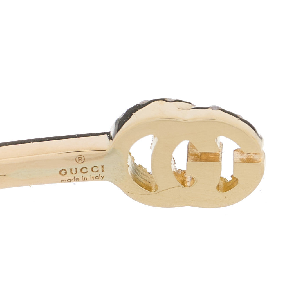 18K Yellow Gold Diamond GG Running Cuff Bracelet