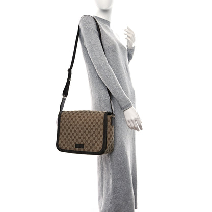 Gucci Monogram Large Flap Messenger Bag Beige Dark Brown 2 of 9