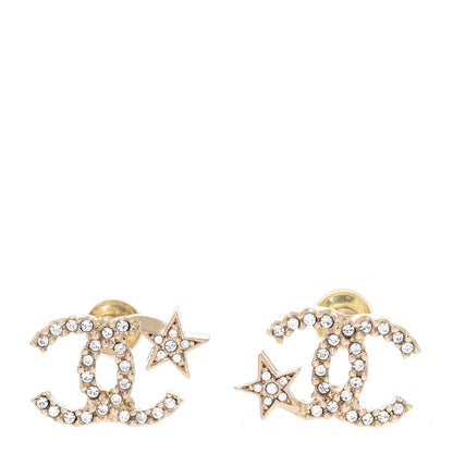 Chanel Crystal CC Starfall Earrings Gold 1 of 5