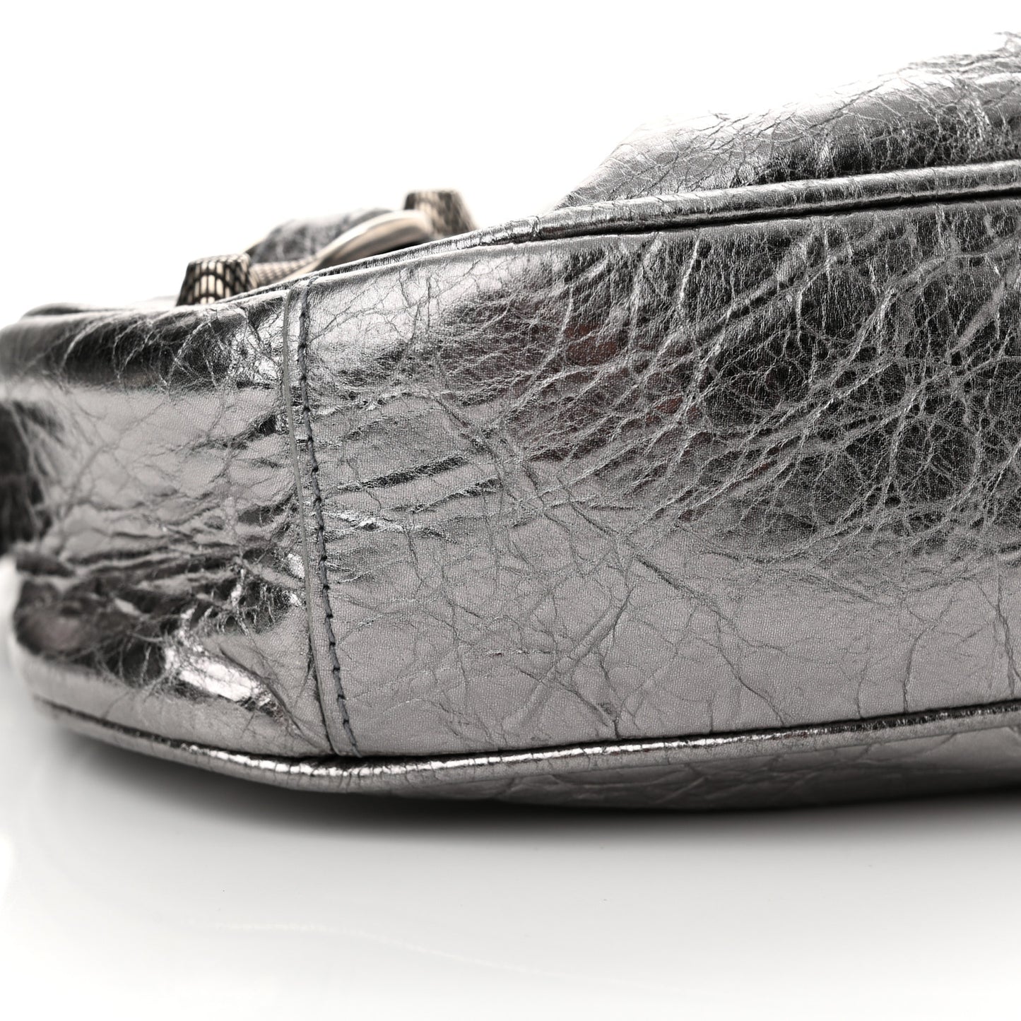 Metallic Agneau Arena Le Cagole Shoulder Bag XS Silver