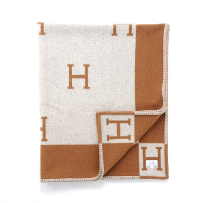 Hermes Wool Cashmere New Classic Avalon Blanket Ecru Camel 3 of 5