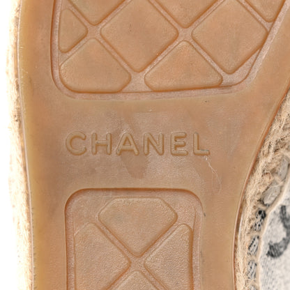 Chanel Cotton Jacquard Grosgrain CC Print Espadrilles 39 Grey Black 6 of 8