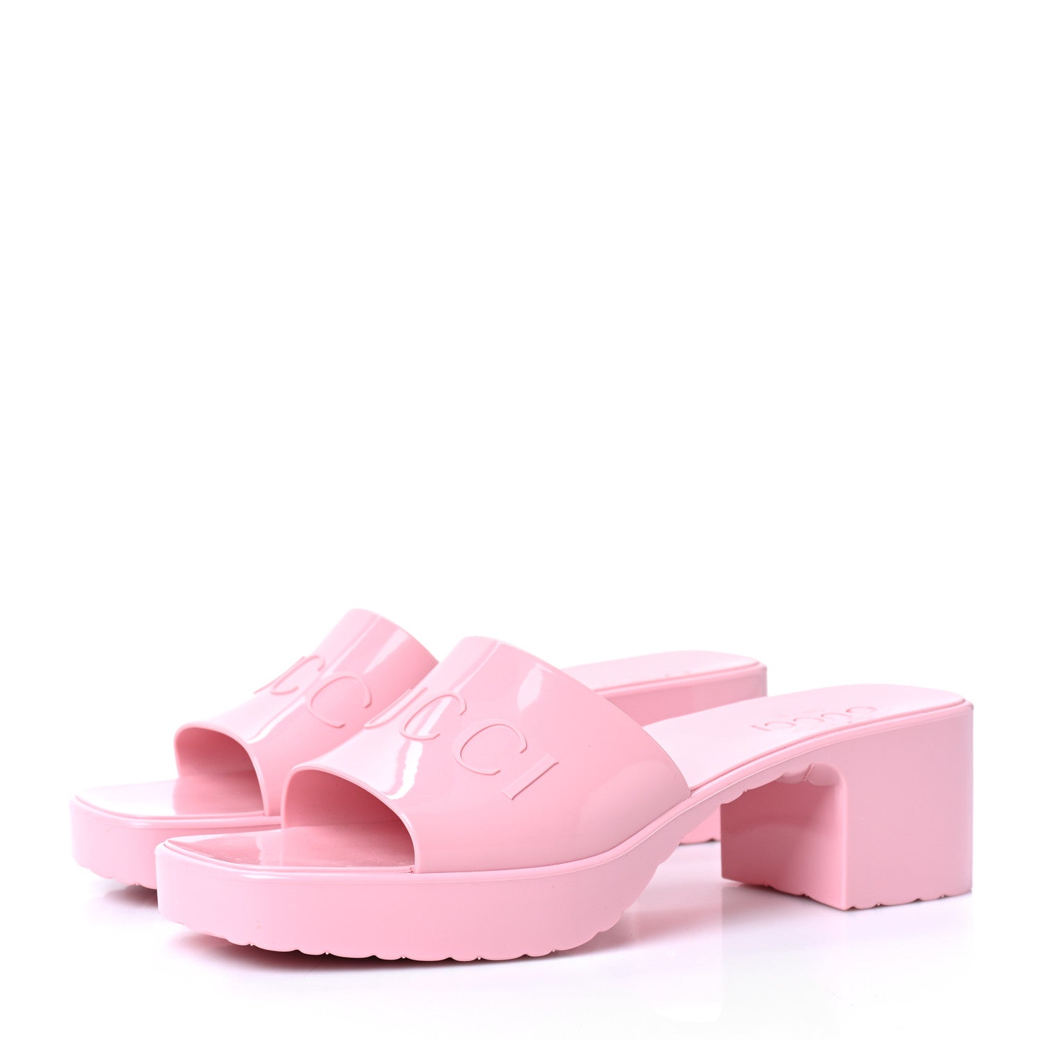 Gucci Rubber Gucci Logo Womens Platform 20/60mm Slide Sandals 37 Wild Rose 3 of 10