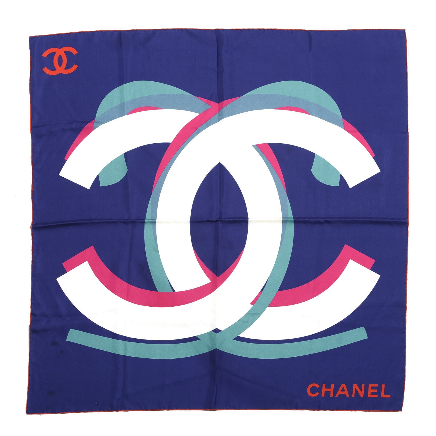 Chanel Silk CC Square Scarf Blue Multicolor 1 of 4