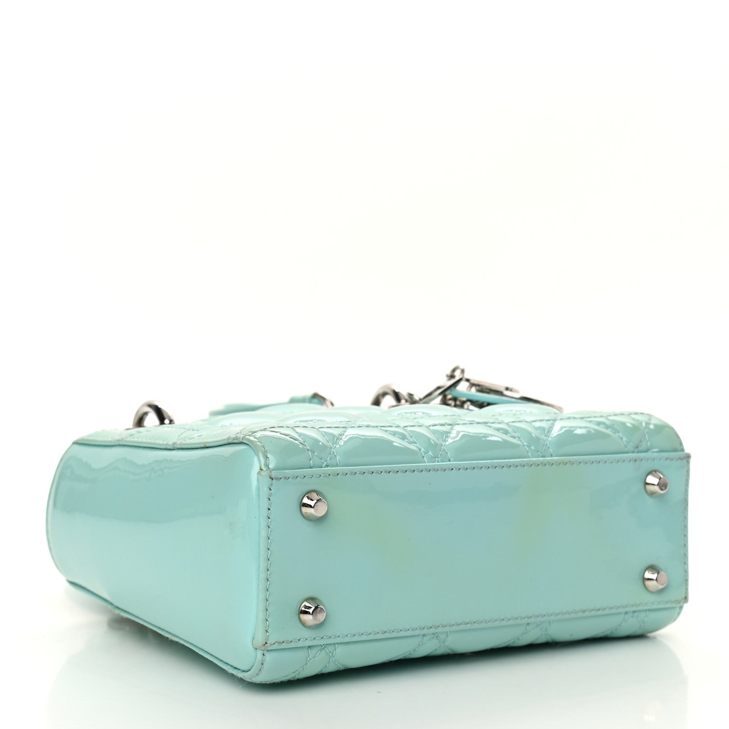 Christian Dior Patent Cannage Mini Lady Dior Light Blue 4 of 10