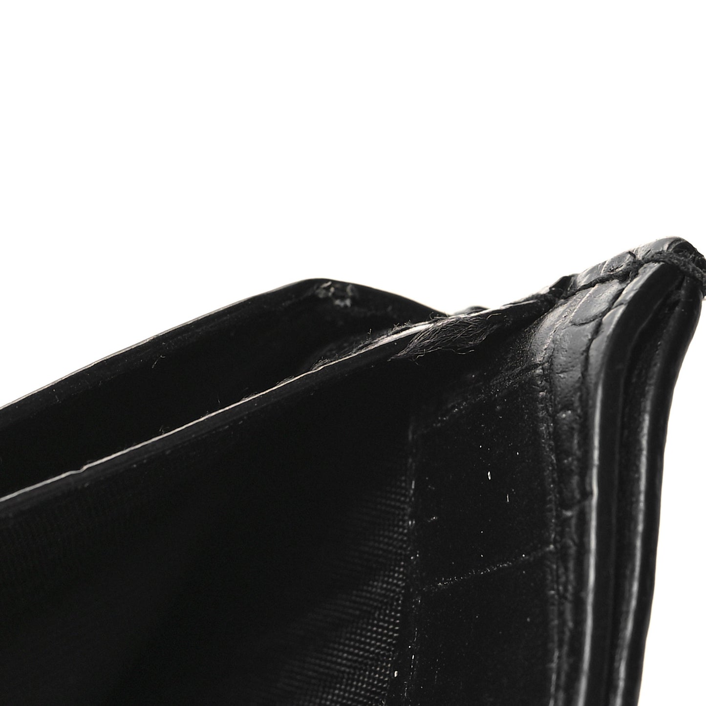 Calfskin Crocodile Embossed Monogram Tiny Cassandra Credit Card Case Black