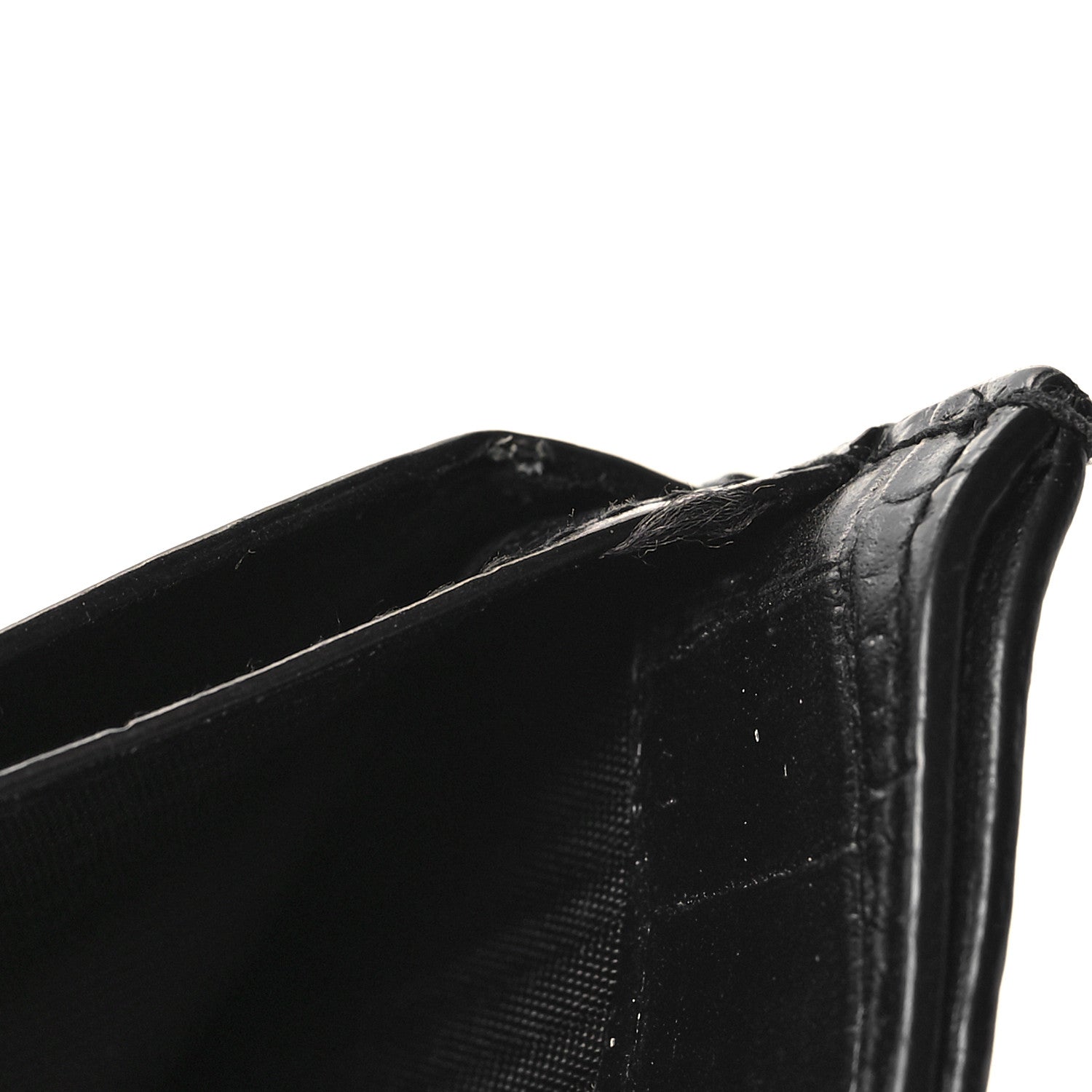 Saint Laurent Calfskin Crocodile Embossed Monogram Tiny Cassandra Credit Card Case Black 9 of 10