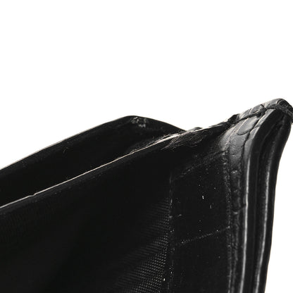 Saint Laurent Calfskin Crocodile Embossed Monogram Tiny Cassandra Credit Card Case Black 9 of 10