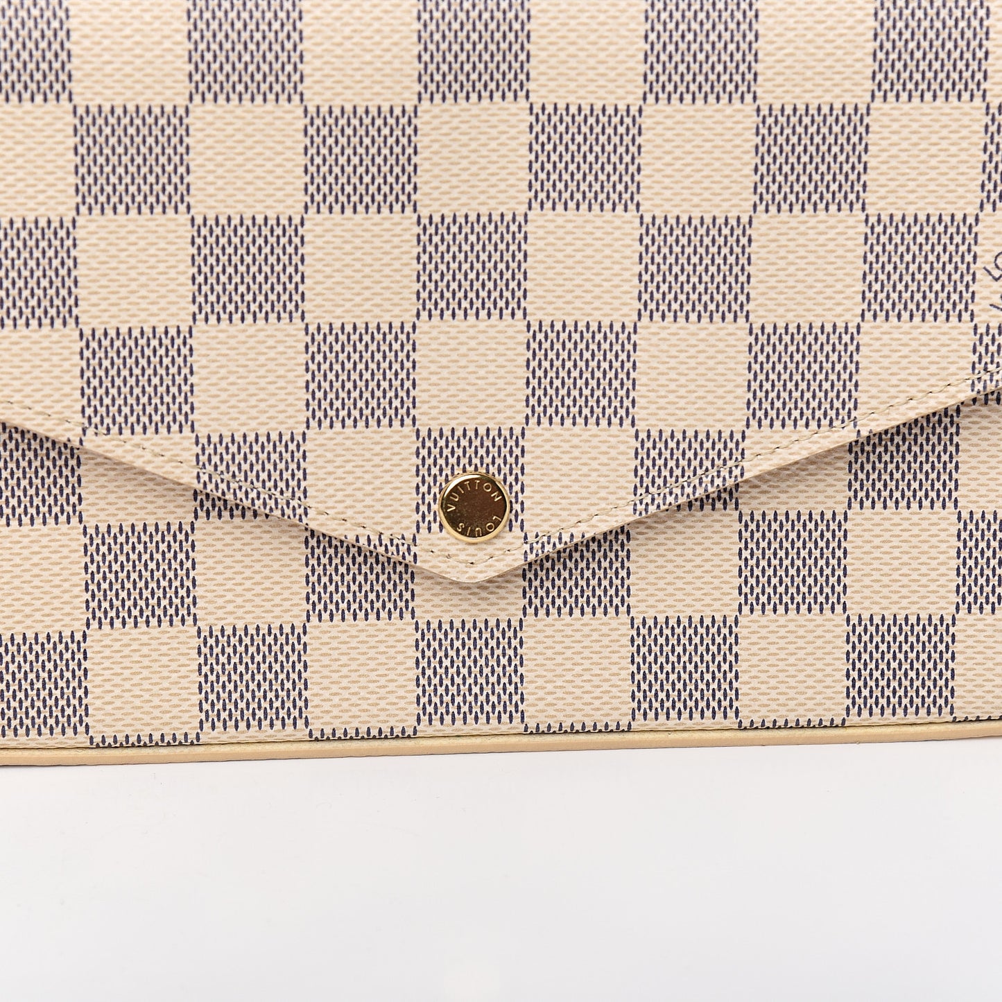 Damier Azur Pochette Felicie Chain Wallet Rose Ballerine