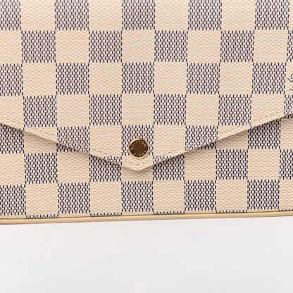 Louis Vuitton Damier Azur Pochette Felicie Chain Wallet Rose Ballerine 9 of 9