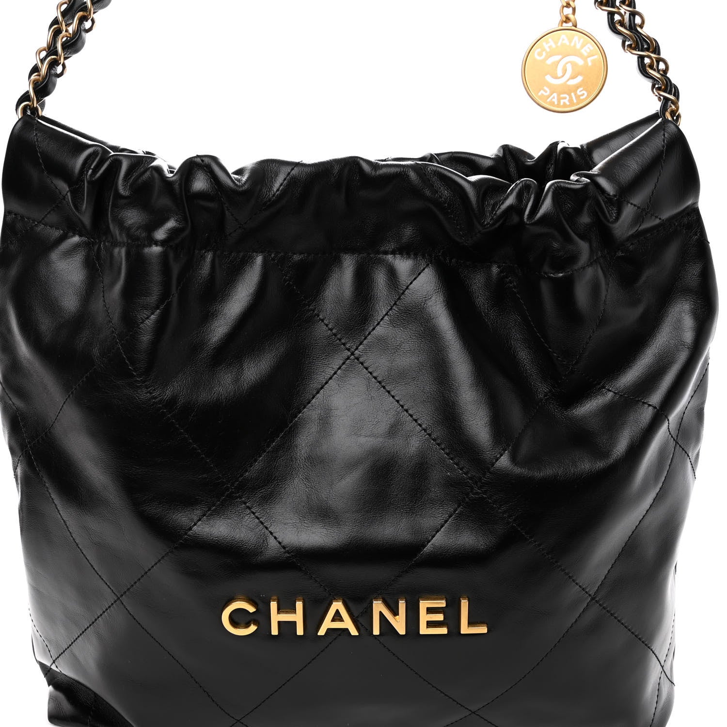Chanel Shiny Calfskin Quilted Small Chanel 22 Black 9 of 11
