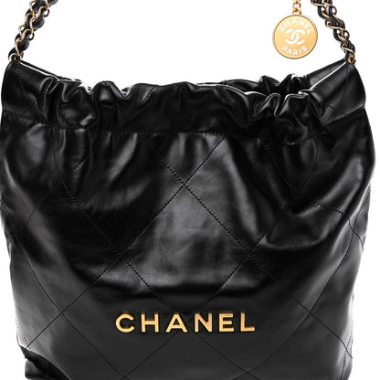 Chanel Shiny Calfskin Quilted Small Chanel 22 Black 9 of 11