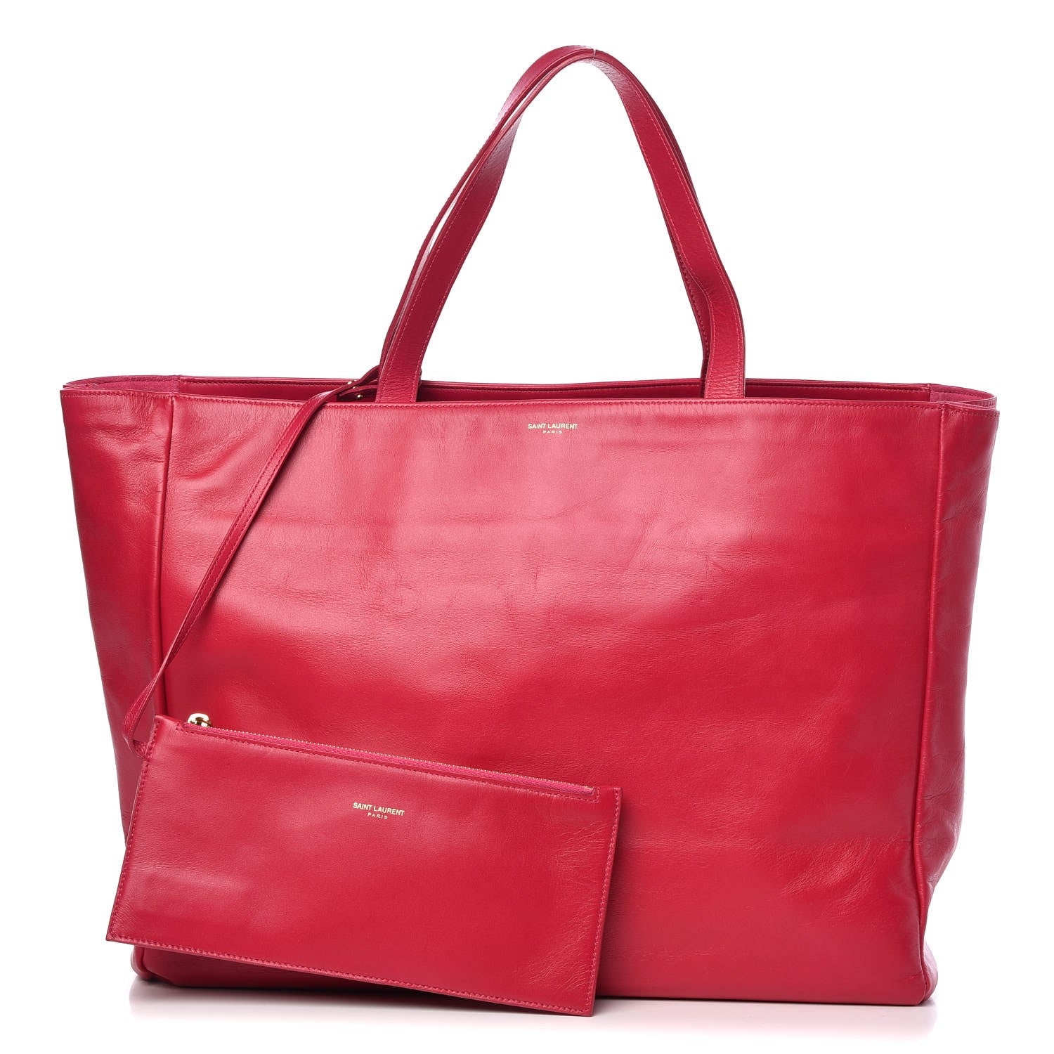 Saint Laurent Calfskin Suede Reversible East West Shopper Tote Fuchsia 1 of 13