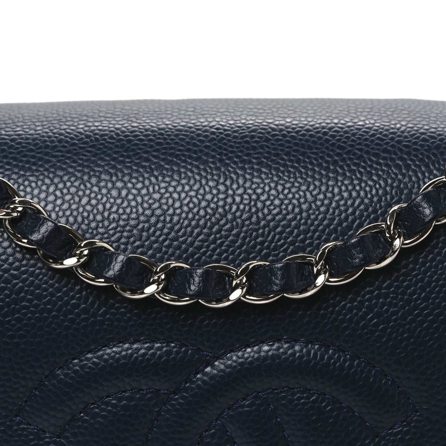 Caviar Medium Timeless CC Flap Navy Blue